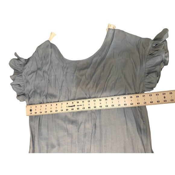 Mulla Fringe Tunic Dress Womens Large Blue Tassel Scoopback Tiered Hem Bohemian - Picture 7 of 14